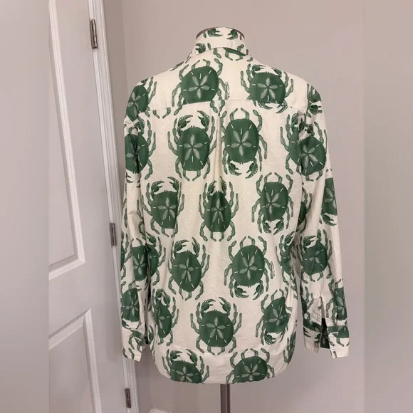 FARM Rio Green Crab Print Button-Up Shirt Size Medium LIKE NEW! Extremely RARE - Picture 3 of 10